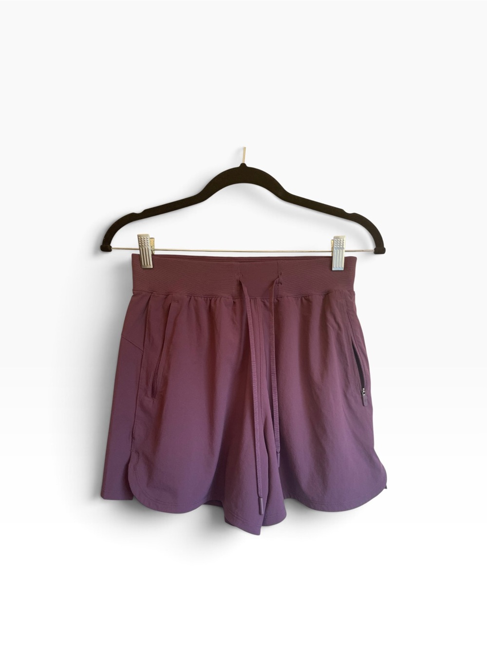 Lululemon Shake It Out High-Rise Running Shorts in a rich, dark plum